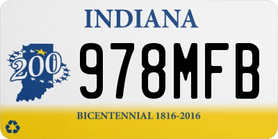 IN license plate 978MFB