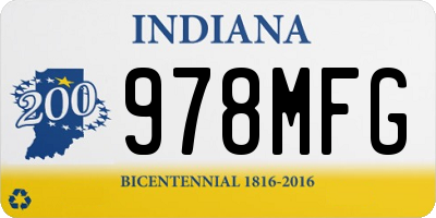 IN license plate 978MFG