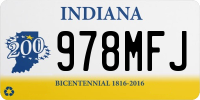 IN license plate 978MFJ