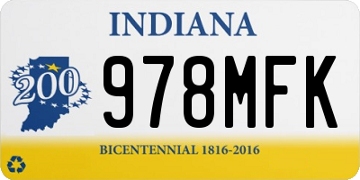 IN license plate 978MFK