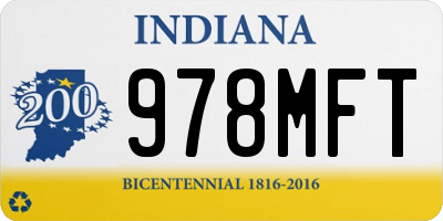 IN license plate 978MFT
