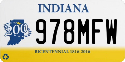 IN license plate 978MFW
