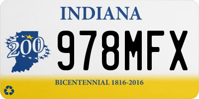 IN license plate 978MFX
