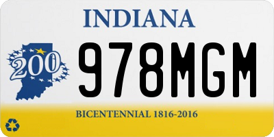 IN license plate 978MGM
