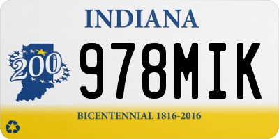 IN license plate 978MIK