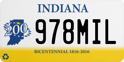 IN license plate 978MIL