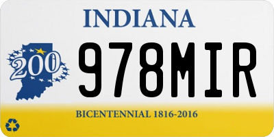 IN license plate 978MIR