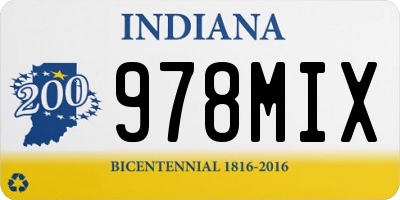 IN license plate 978MIX