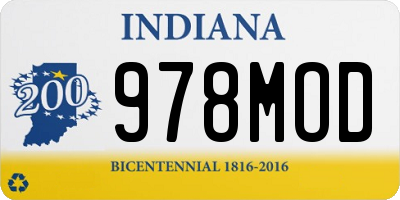 IN license plate 978MOD