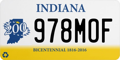 IN license plate 978MOF