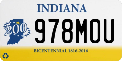 IN license plate 978MOU