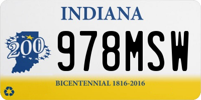 IN license plate 978MSW
