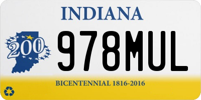 IN license plate 978MUL