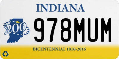 IN license plate 978MUM