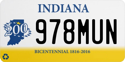 IN license plate 978MUN
