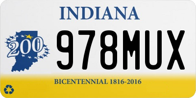IN license plate 978MUX