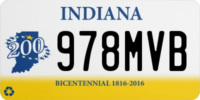 IN license plate 978MVB