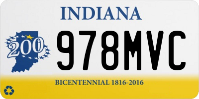 IN license plate 978MVC