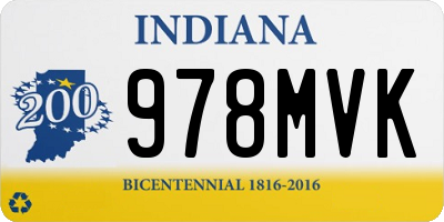 IN license plate 978MVK