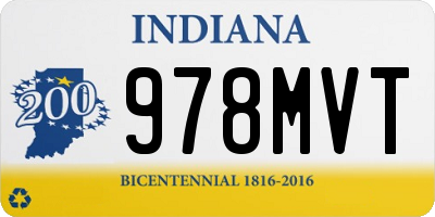 IN license plate 978MVT