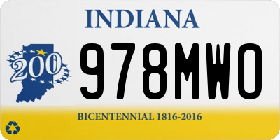 IN license plate 978MWO