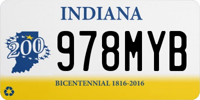 IN license plate 978MYB