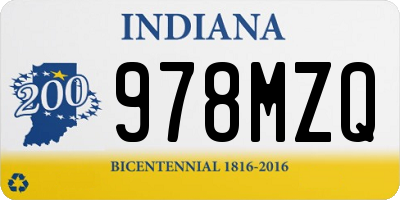 IN license plate 978MZQ