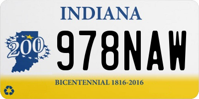 IN license plate 978NAW