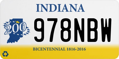 IN license plate 978NBW