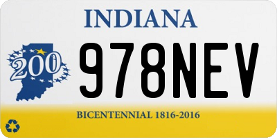 IN license plate 978NEV