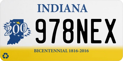 IN license plate 978NEX