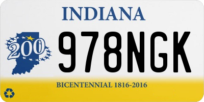 IN license plate 978NGK