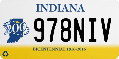 IN license plate 978NIV