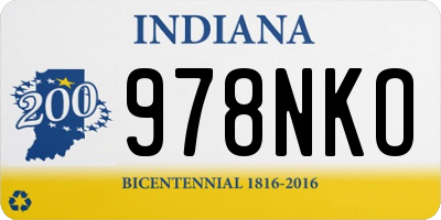 IN license plate 978NKO