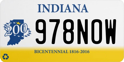 IN license plate 978NOW