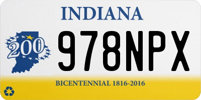 IN license plate 978NPX
