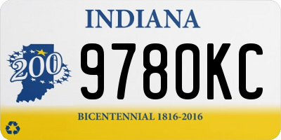 IN license plate 978OKC