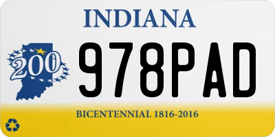 IN license plate 978PAD