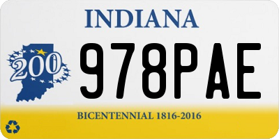 IN license plate 978PAE