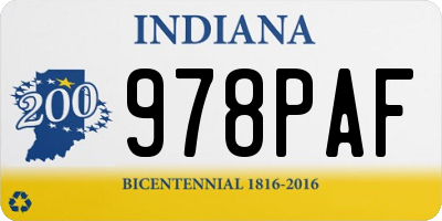 IN license plate 978PAF