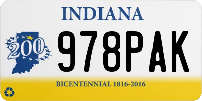 IN license plate 978PAK