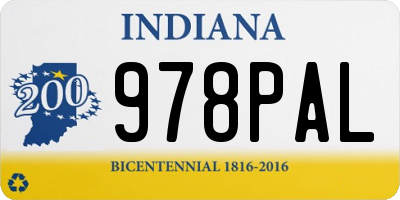 IN license plate 978PAL