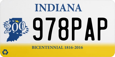 IN license plate 978PAP