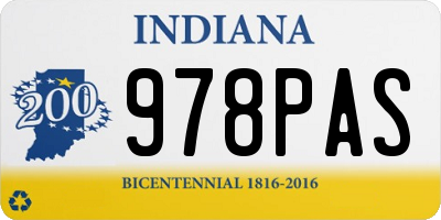 IN license plate 978PAS