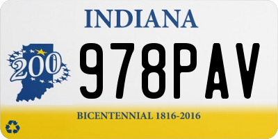 IN license plate 978PAV