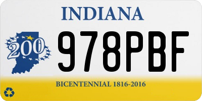 IN license plate 978PBF