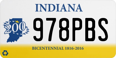 IN license plate 978PBS