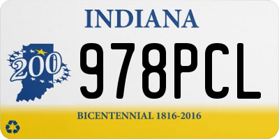 IN license plate 978PCL