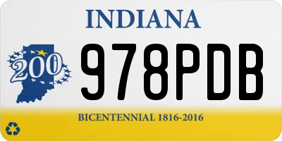 IN license plate 978PDB