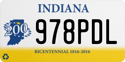 IN license plate 978PDL